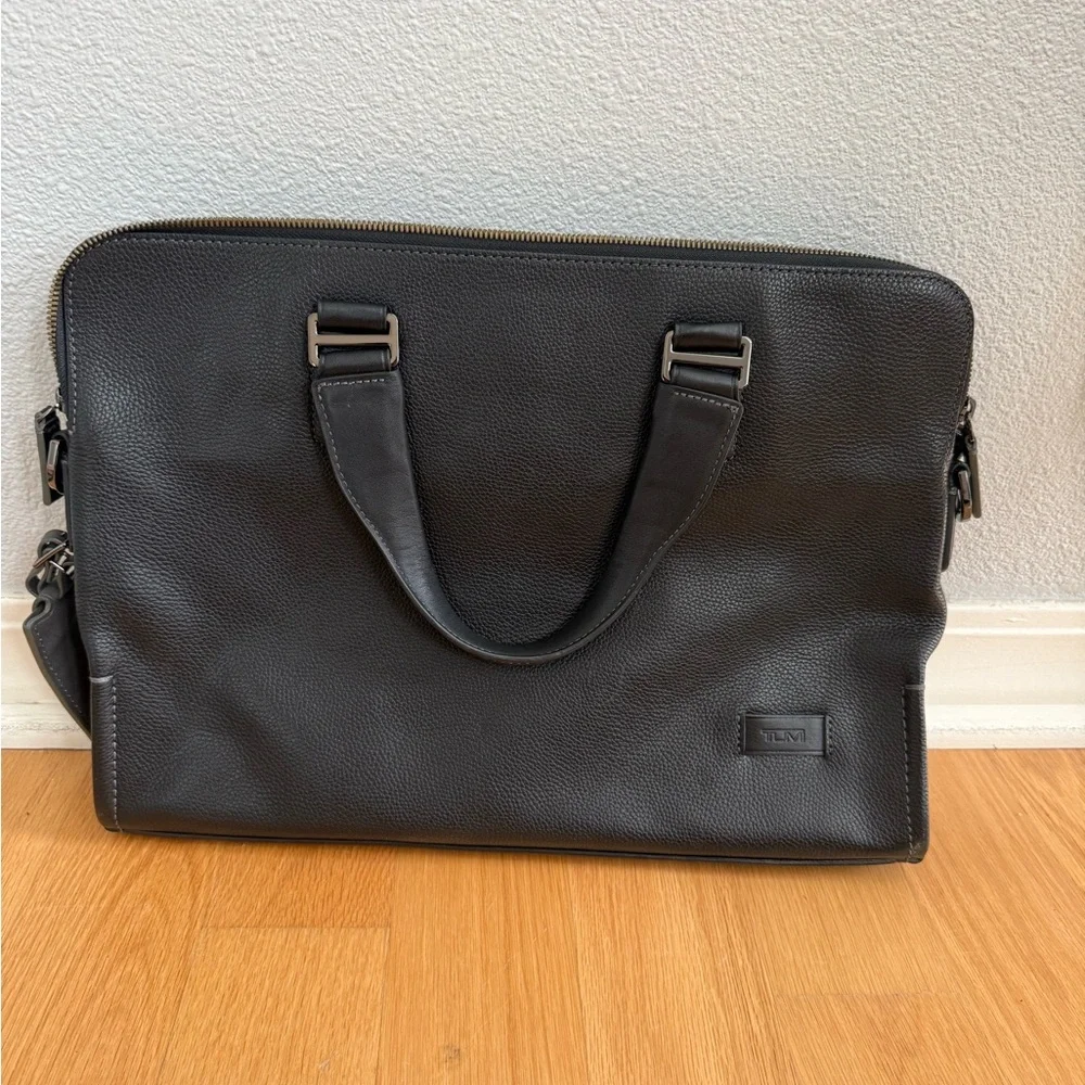 TUMI Black Leather Briefcase